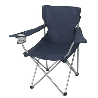 Basic Quad Folding Camp Chair with Cup Holder, Blue, Adult